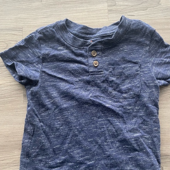 Cat & Jack Toddler Boy Blue Short Sleeve Tee 18 months, Brown Button Up - Picture 2 of 6